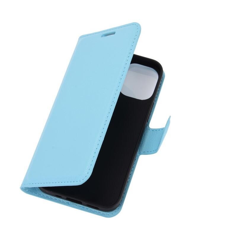 Litchi PU kožené peněženkové pouzdro na mobil iPhone 12 mini 5.4 - modré
