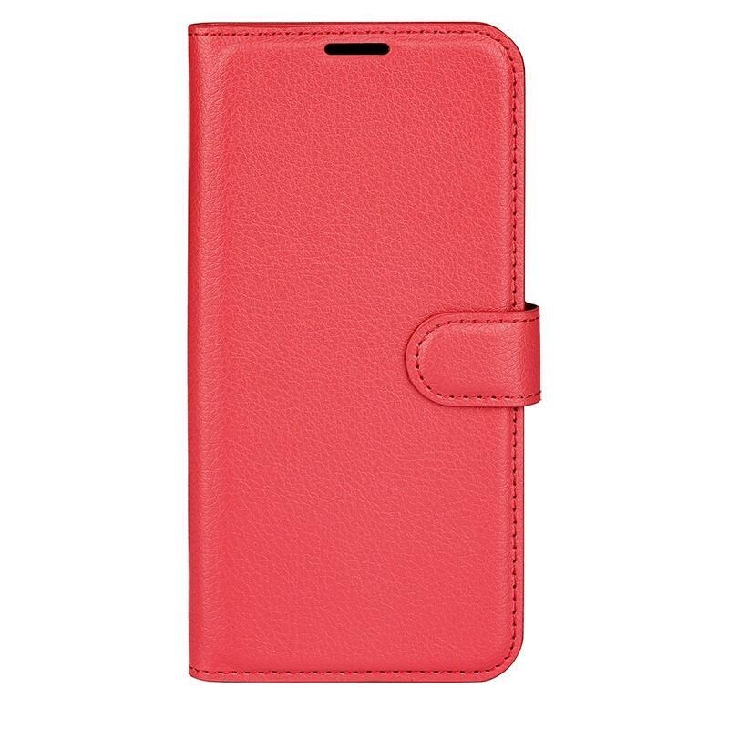 Litchi PU kožené peněženkové pouzdro na mobil iPhone 14 Pro 6.1 - červené