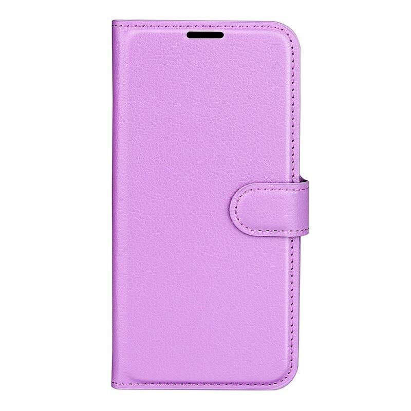 Litchi PU kožené peněženkové pouzdro na mobil iPhone 14 Pro 6.1 - fialové