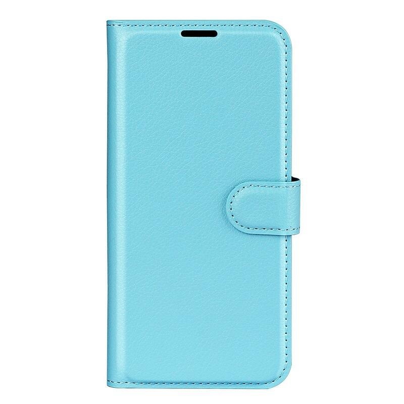 Litchi PU kožené peněženkové pouzdro na mobil iPhone 14 Pro Max 6.7 - modré
