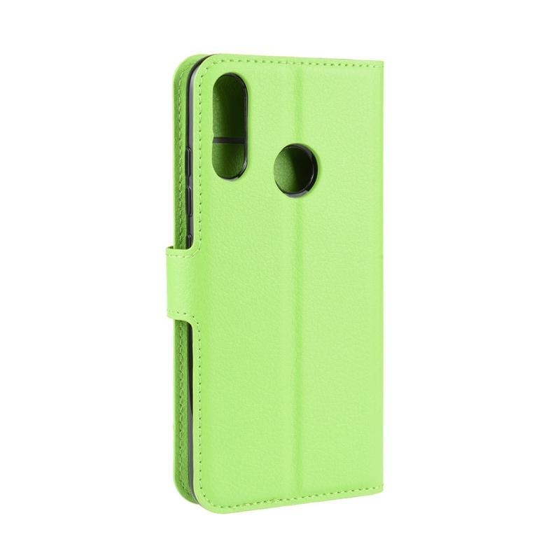 Litchi PU kožené peněženkové pouzdro na mobil Motorola Moto E6 Plus - zelené