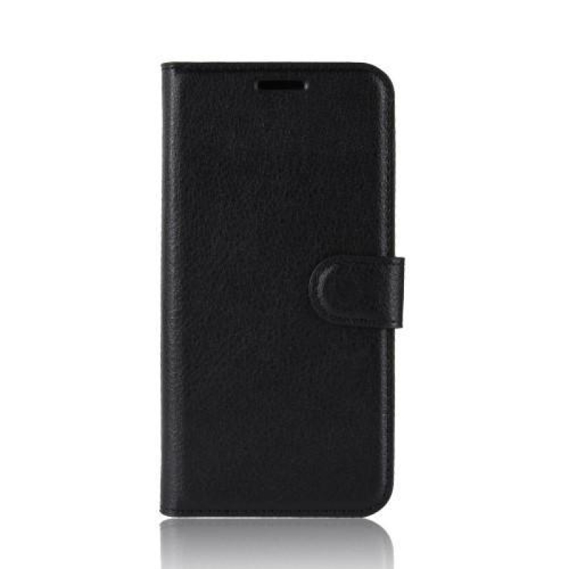 Litchi PU kožené peněženkové pouzdro na mobil Nokia 2.2 - černé