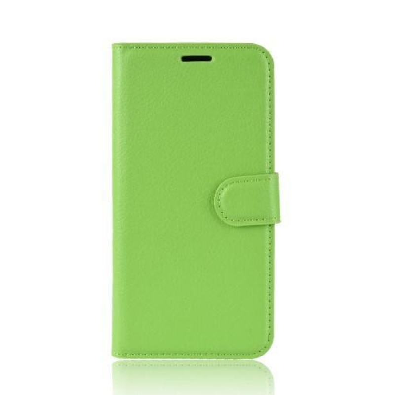 Litchi PU kožené peněženkové pouzdro na mobil Nokia 2.2 - zelené
