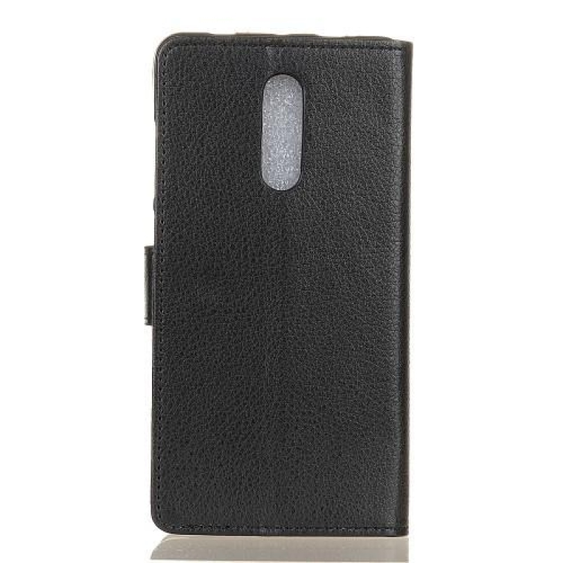 Litchi PU kožené peněženkové pouzdro na mobil Nokia 4.2 - černé