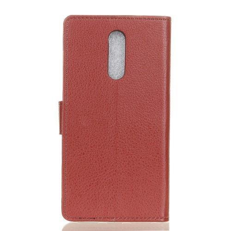 Litchi PU kožené peněženkové pouzdro na mobil Nokia 4.2 - hnědé
