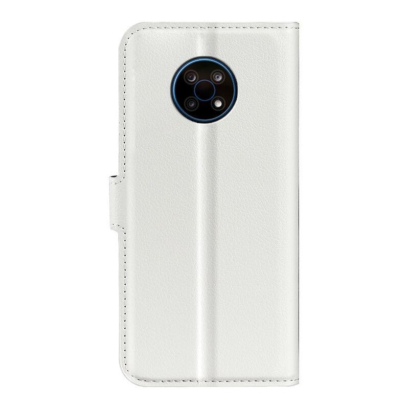 Litchi PU kožené peněženkové pouzdro na mobil Nokia G50 - bílé