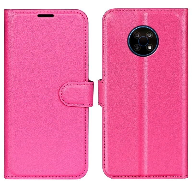 Litchi PU kožené peněženkové pouzdro na mobil Nokia G50 - rose