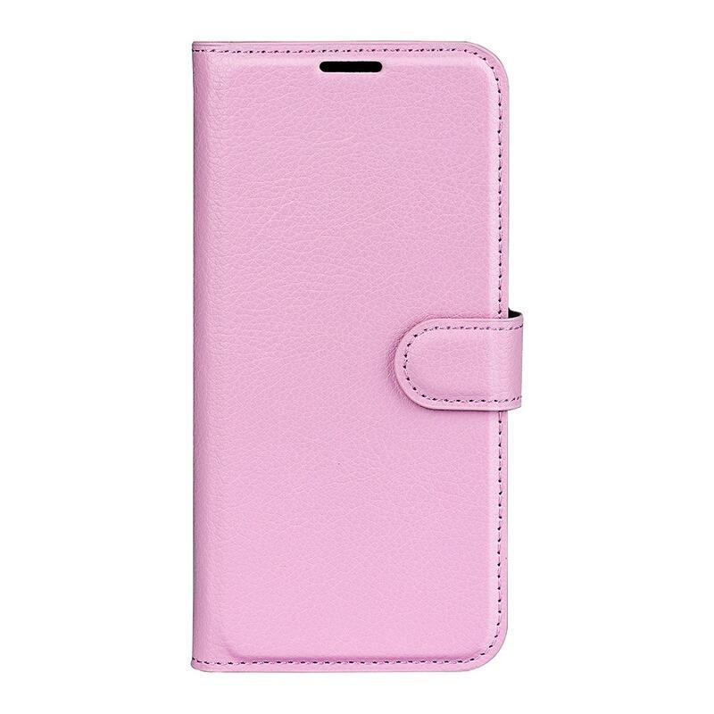 Litchi PU kožené peněženkové pouzdro na mobil Nokia G50 - růžové