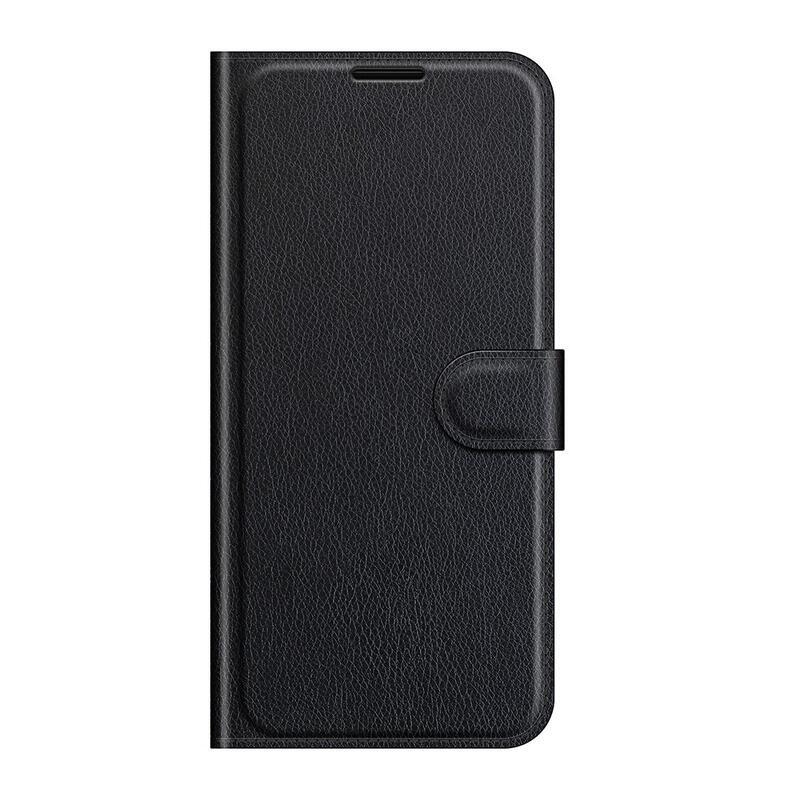 Litchi PU kožené peněženkové pouzdro na mobil Realme 8 5G - černé