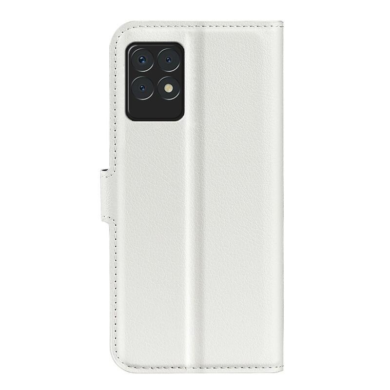 Litchi PU kožené peněženkové pouzdro na mobil Realme 8i - bílé