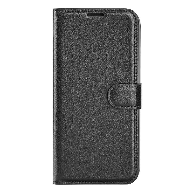Litchi PU kožené peněženkové pouzdro na mobil Realme 8i - černé
