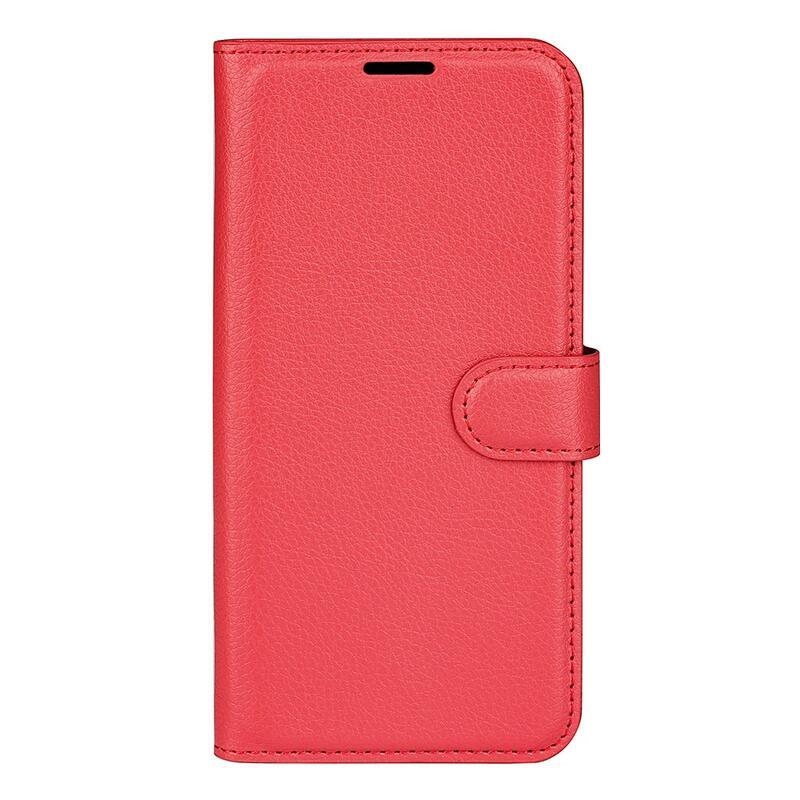 Litchi PU kožené peněženkové pouzdro na mobil Realme 8i - červené