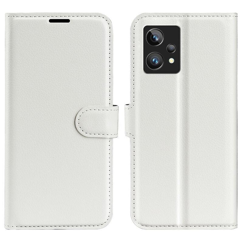 Litchi PU kožené peněženkové pouzdro na mobil Realme 9 Pro+ 5G - bílé