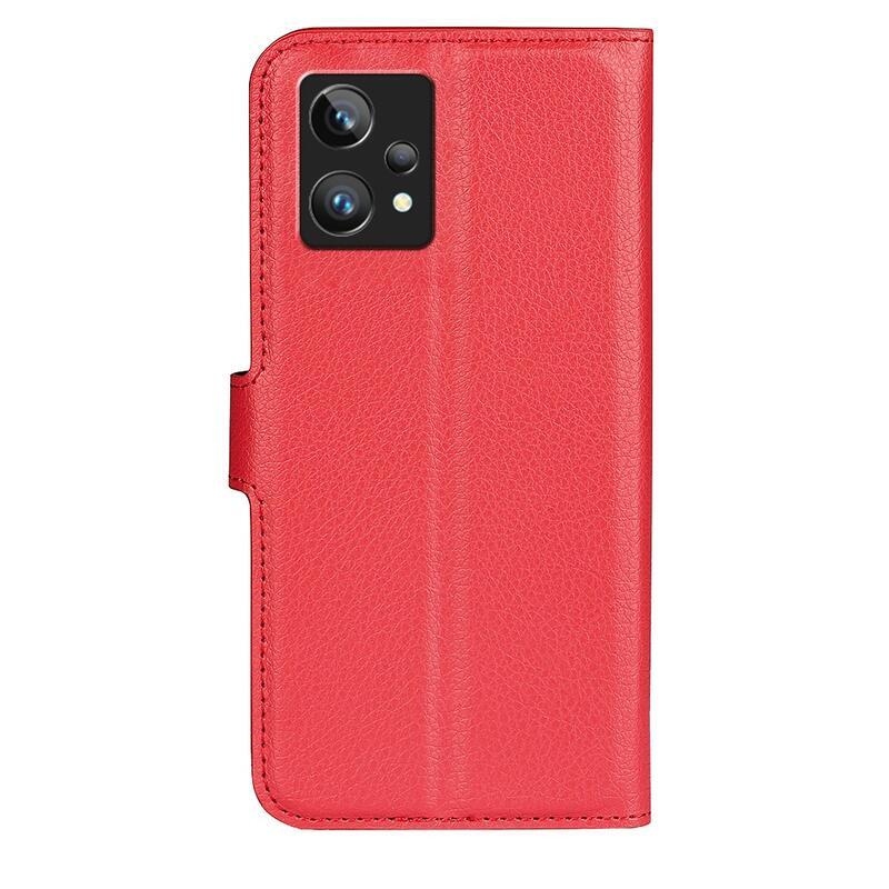Litchi PU kožené peněženkové pouzdro na mobil Realme 9 Pro+ 5G - červené