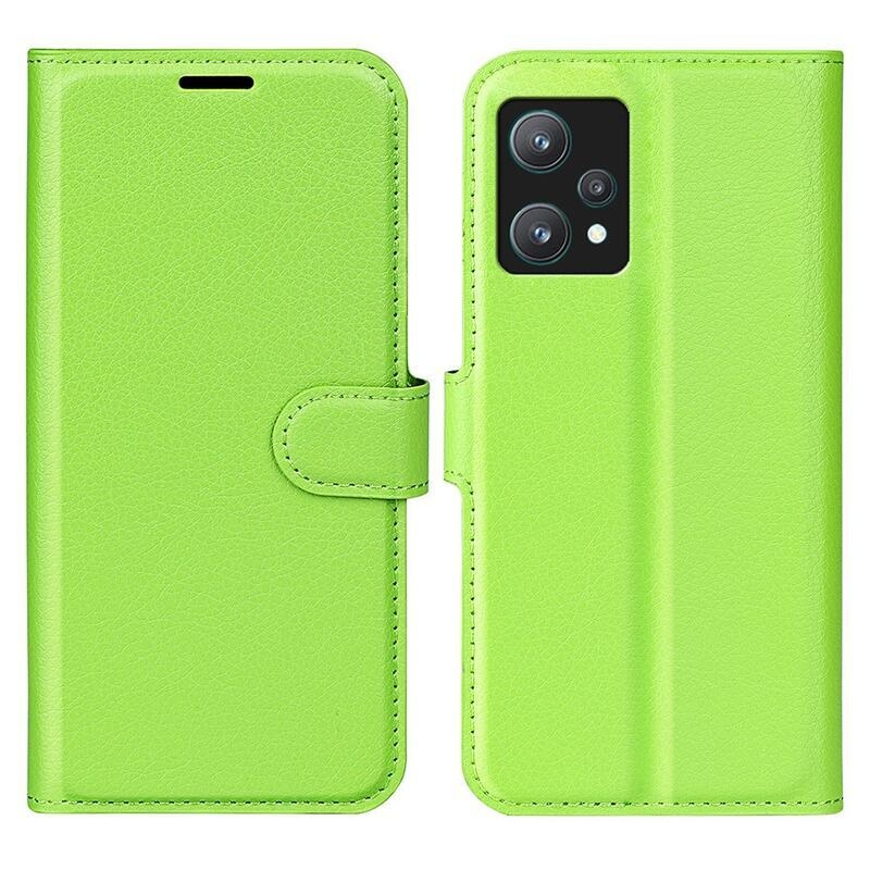 Litchi PU kožené peněženkové pouzdro na mobil Realme 9 Pro 5G - zelené