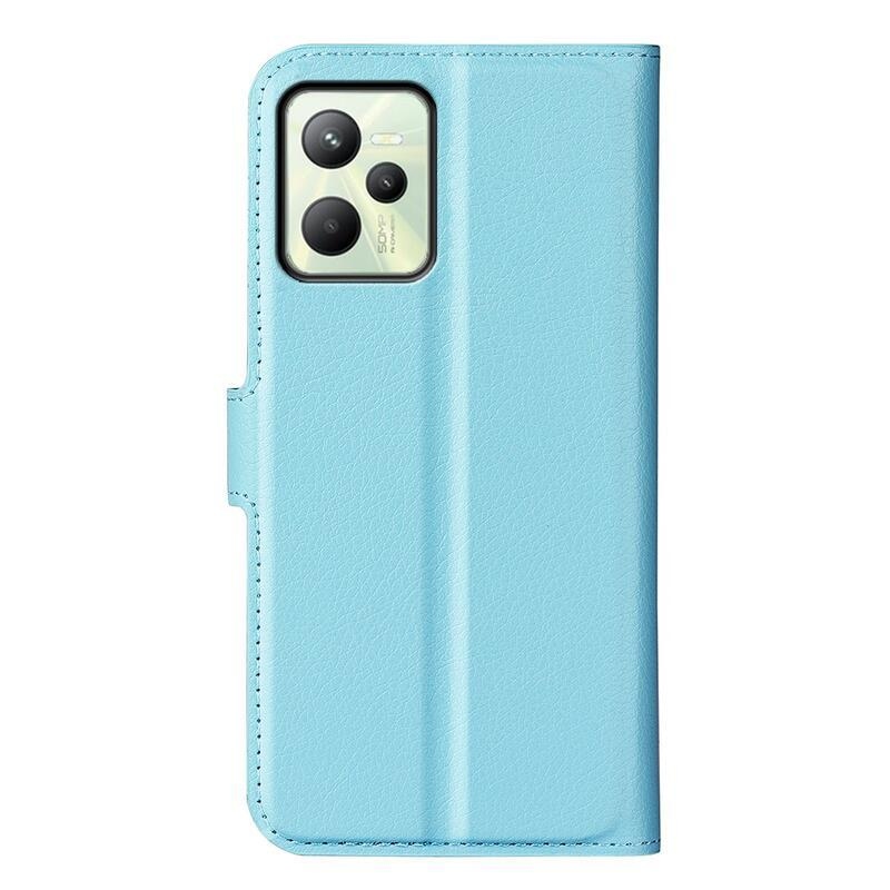 Litchi PU kožené peněženkové pouzdro na mobil Realme C35 - modré