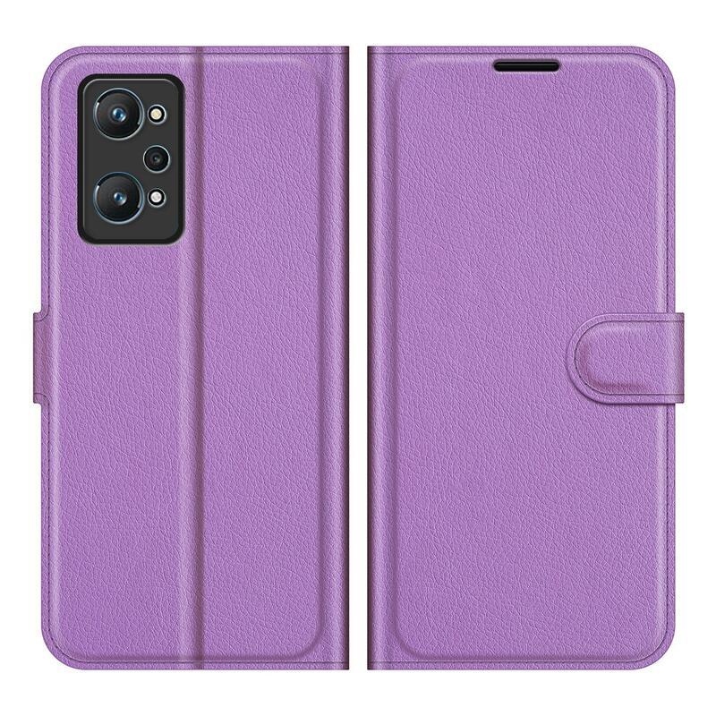 Litchi PU kožené peněženkové pouzdro na mobil Realme GT Neo 2 - fialové