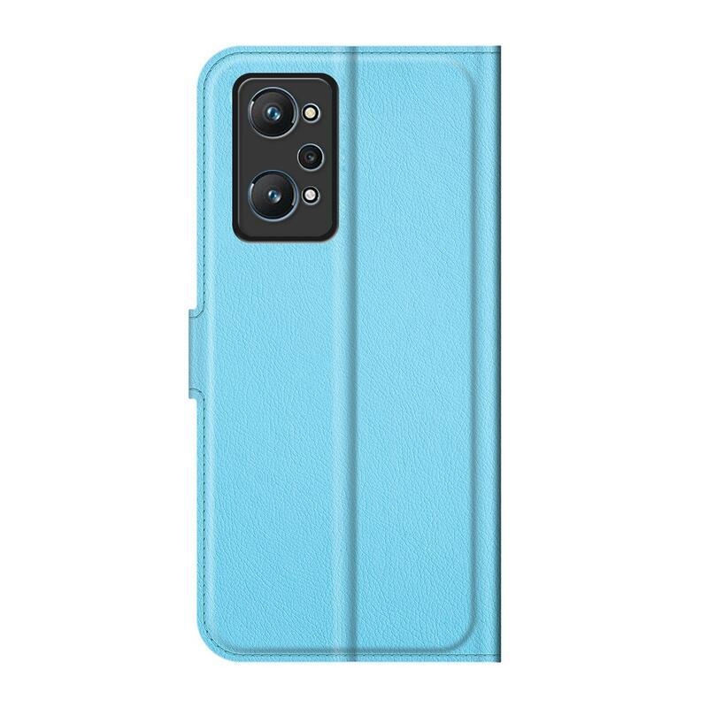 Litchi PU kožené peněženkové pouzdro na mobil Realme GT Neo 2 - modré