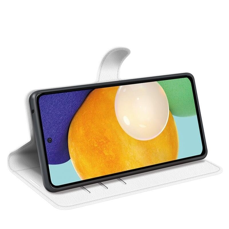 Litchi PU kožené peněženkové pouzdro na mobil Samsung Galaxy A13 4G - bílé