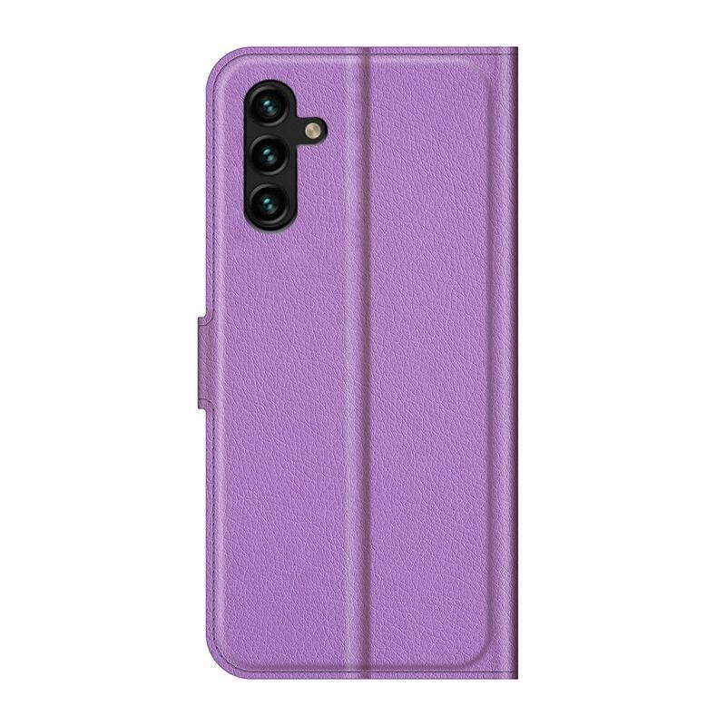 Litchi PU kožené peněženkové pouzdro na mobil Samsung Galaxy A13 5G/Galaxy A04s (164.7 x 76.7 x 9.1 mm) - fialové