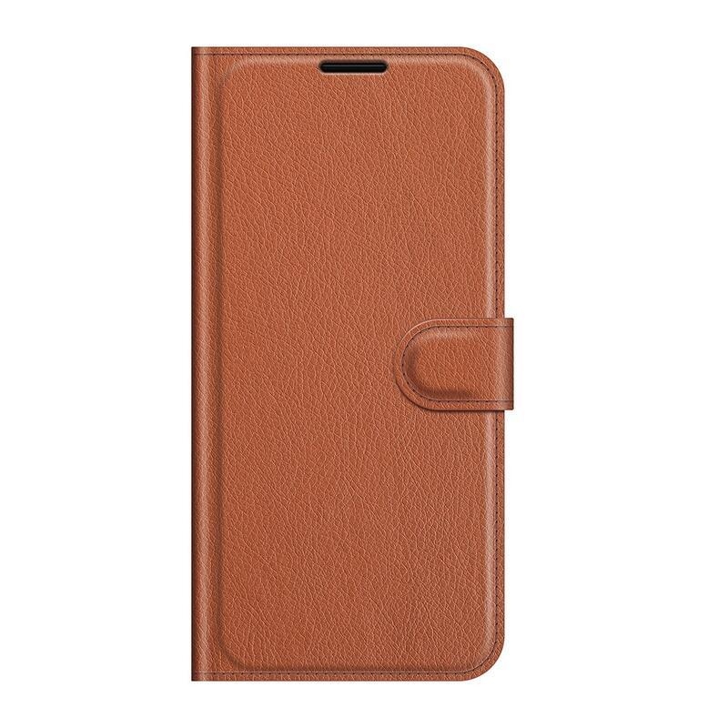 Litchi PU kožené peněženkové pouzdro na mobil Samsung Galaxy A13 5G/Galaxy A04s (164.7 x 76.7 x 9.1 mm) - hnědé