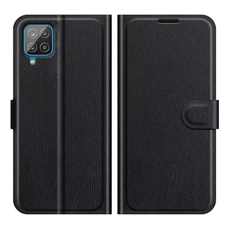 Litchi PU kožené peněženkové pouzdro na mobil Samsung Galaxy A22 4G/M22 - černé