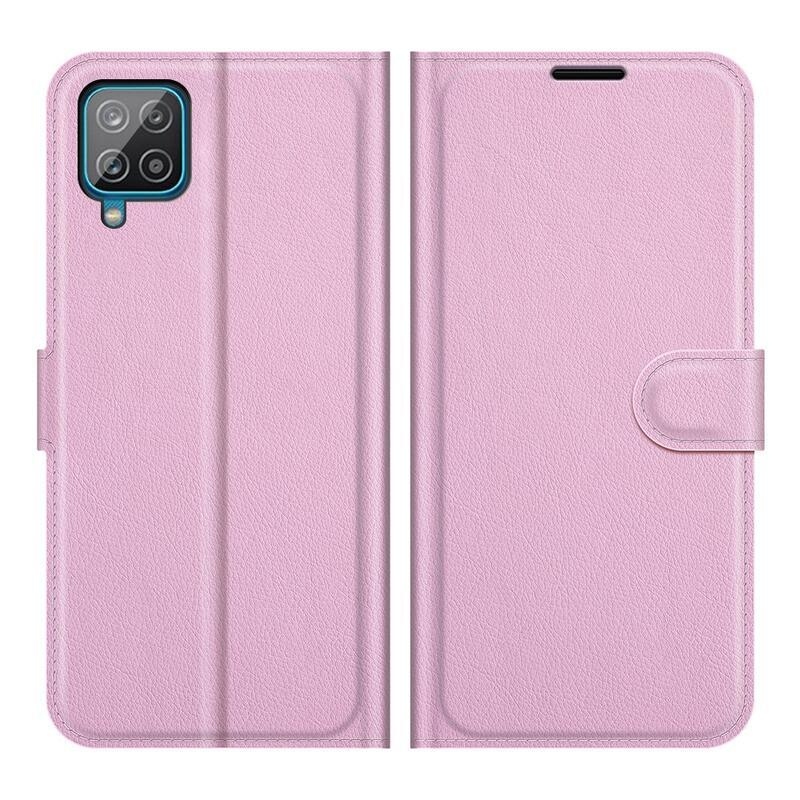 Litchi PU kožené peněženkové pouzdro na mobil Samsung Galaxy A22 4G/M22 - růžové