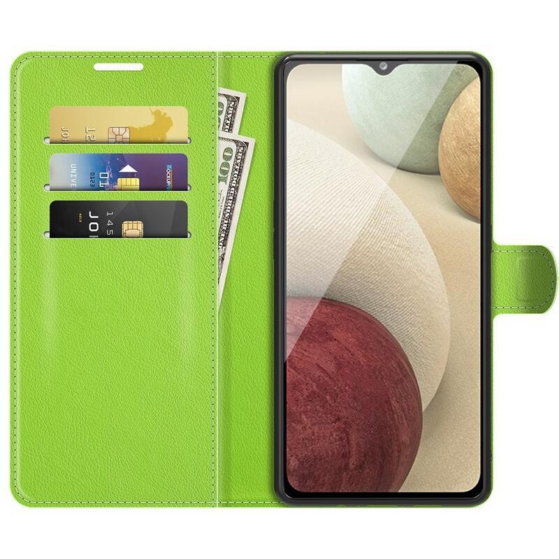 Litchi PU kožené peněženkové pouzdro na mobil Samsung Galaxy A22 4G/M22 - zelené