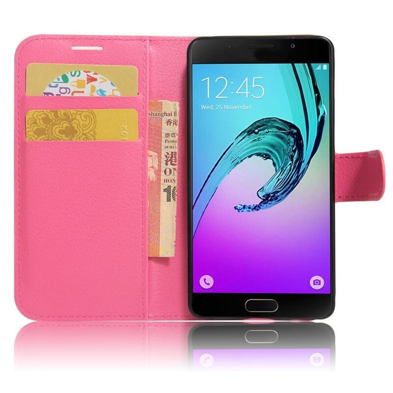 Litchi PU kožené peněženkové pouzdro na mobil Samsung Galaxy A3 (2017) - rose