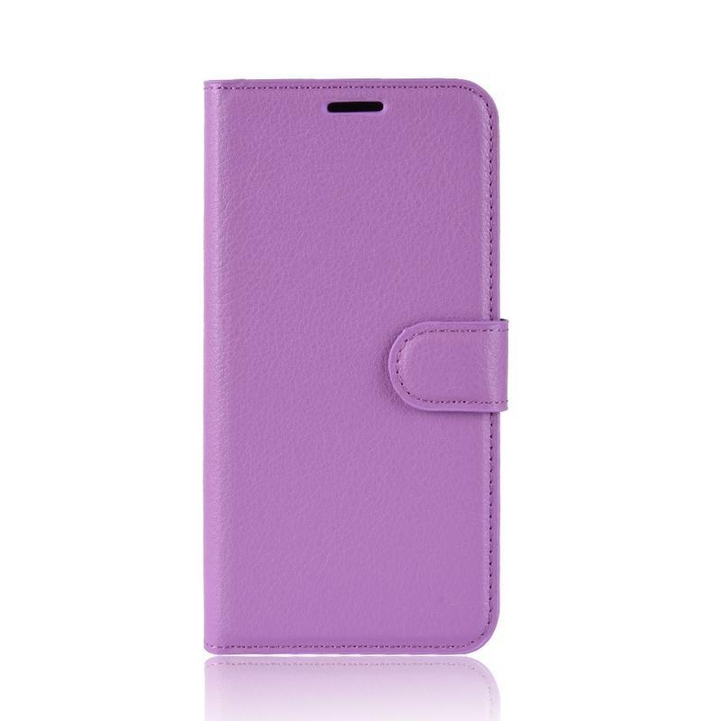Litchi PU kožené peněženkové pouzdro na mobil Samsung Galaxy A41 - fialové