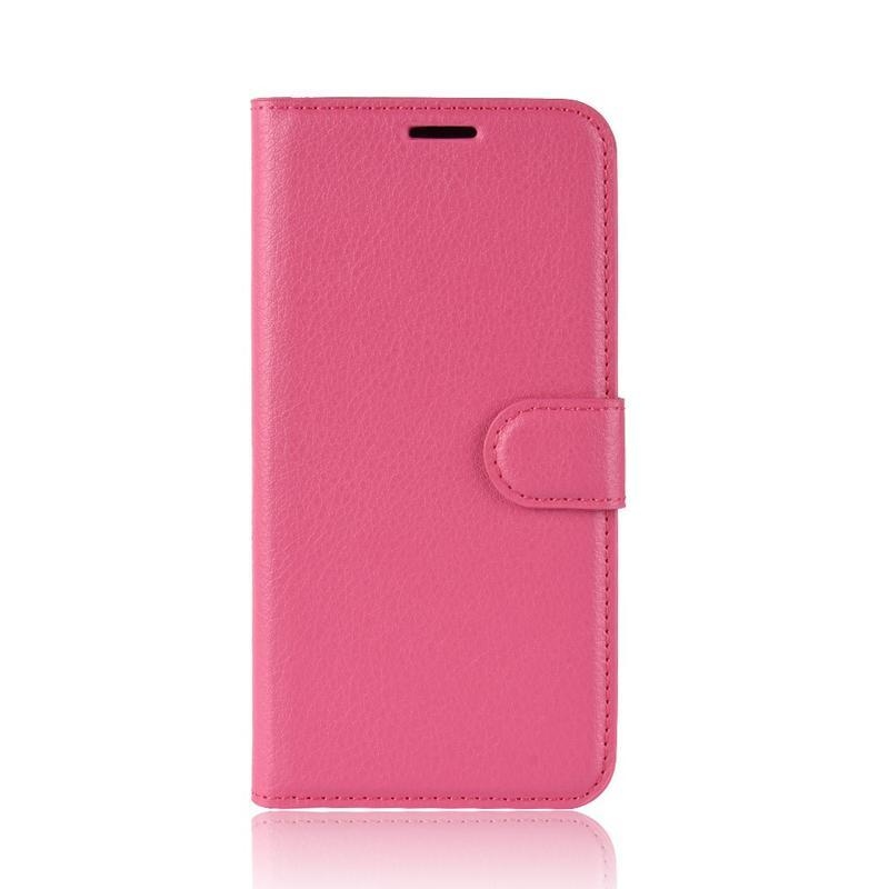 Litchi PU kožené peněženkové pouzdro na mobil Samsung Galaxy A41 - rose