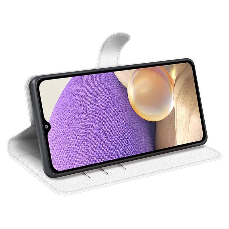 Litchi PU kožené peněženkové pouzdro na mobil Samsung Galaxy A53 5G - bílé
