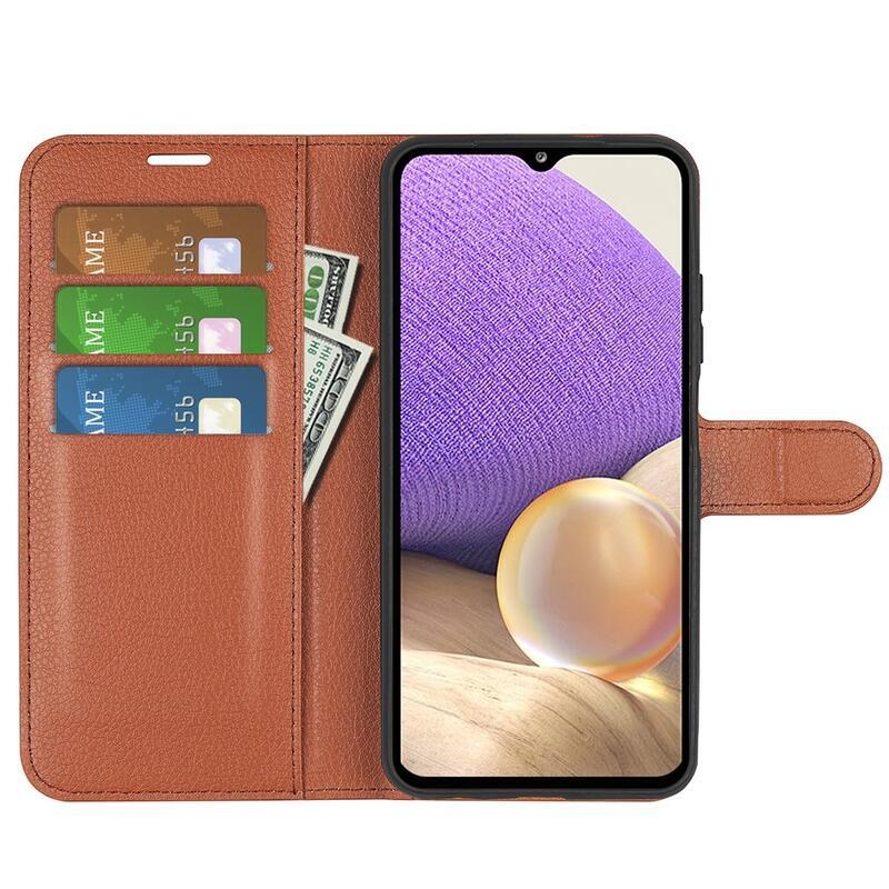 Litchi PU kožené peněženkové pouzdro na mobil Samsung Galaxy A53 5G - hnědé