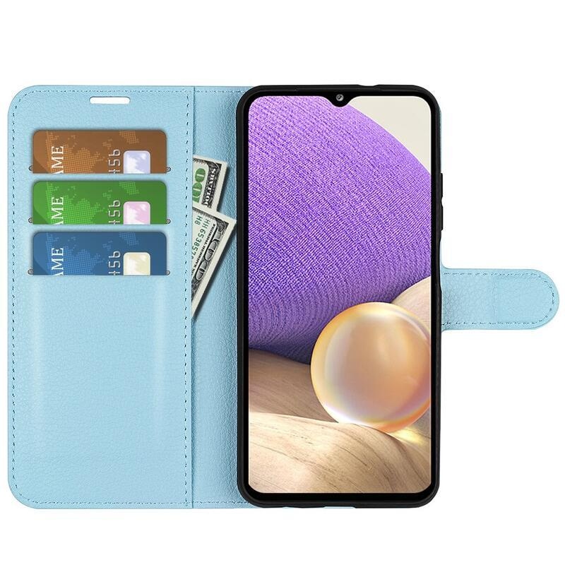 Litchi PU kožené peněženkové pouzdro na mobil Samsung Galaxy A53 5G - modré