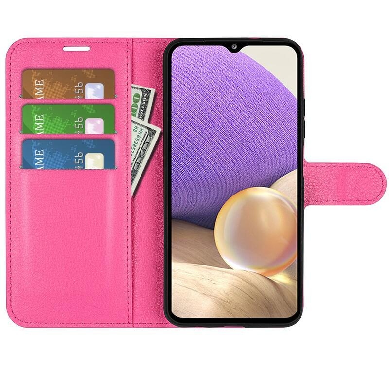 Litchi PU kožené peněženkové pouzdro na mobil Samsung Galaxy A53 5G - rose