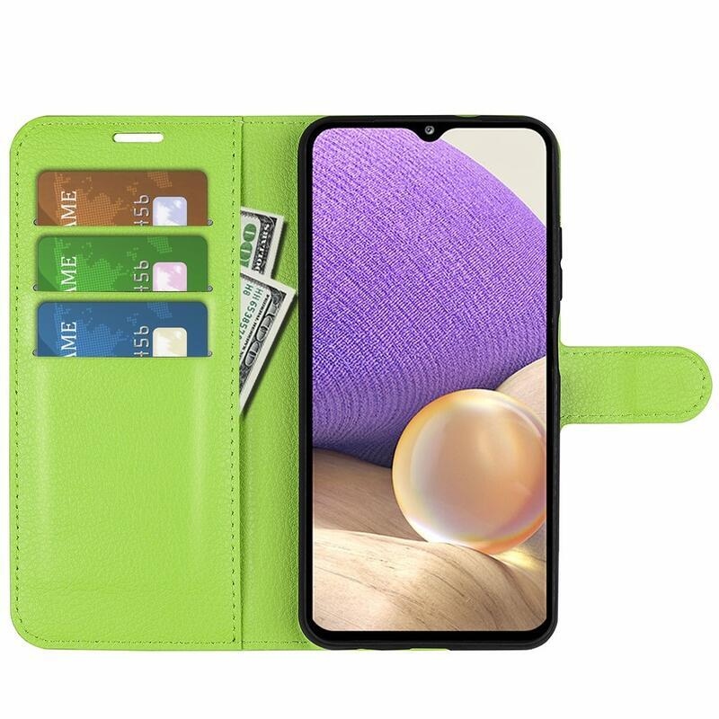Litchi PU kožené peněženkové pouzdro na mobil Samsung Galaxy A53 5G - zelené