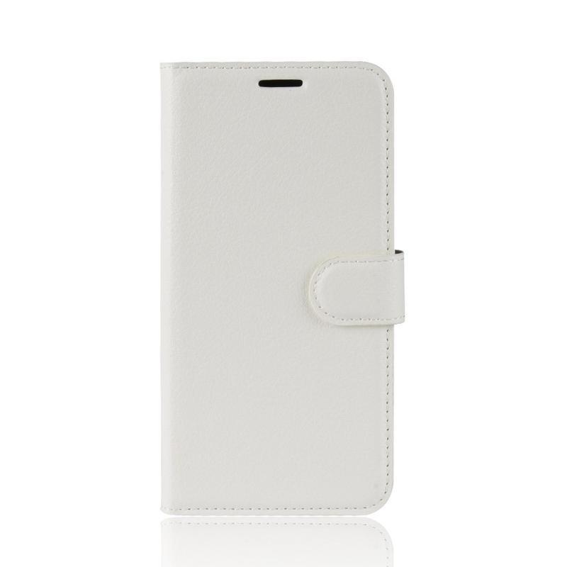 Litchi PU kožené peněženkové pouzdro na mobil Samsung Galaxy M21 - bílé