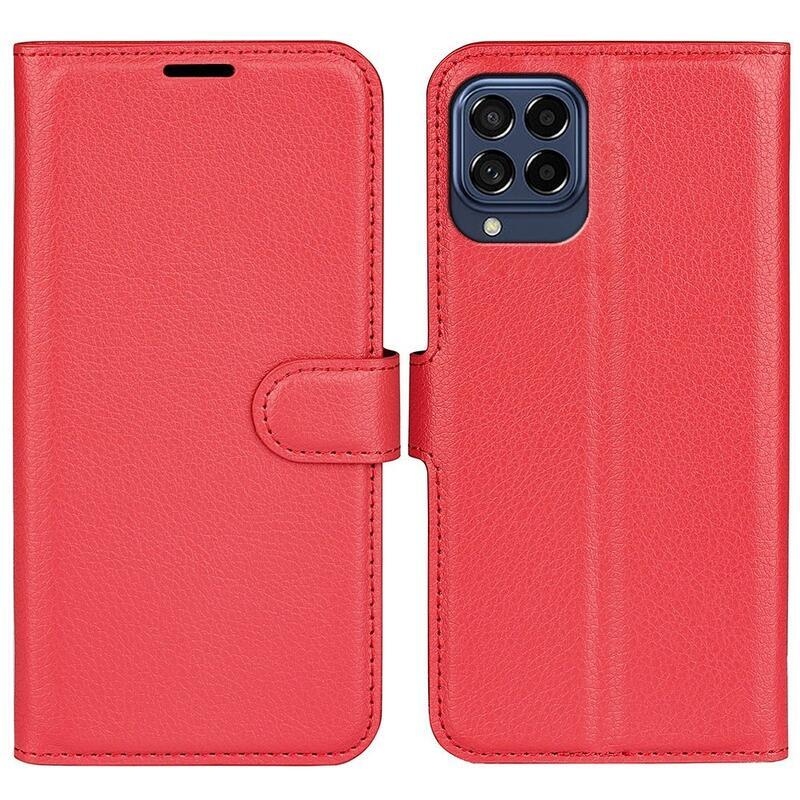 Litchi PU kožené peněženkové pouzdro na mobil Samsung Galaxy M53 5G - červené