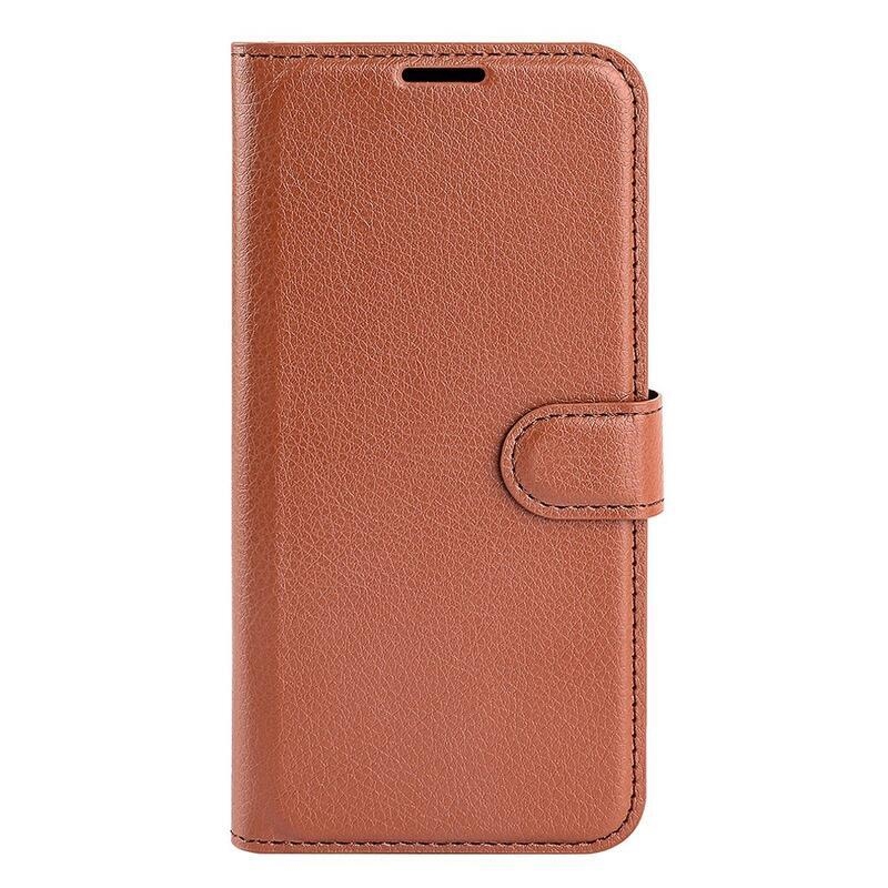 Litchi PU kožené peněženkové pouzdro na mobil Samsung Galaxy M53 5G - hnědé