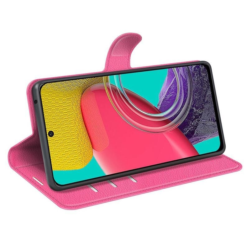 Litchi PU kožené peněženkové pouzdro na mobil Samsung Galaxy M53 5G - rose
