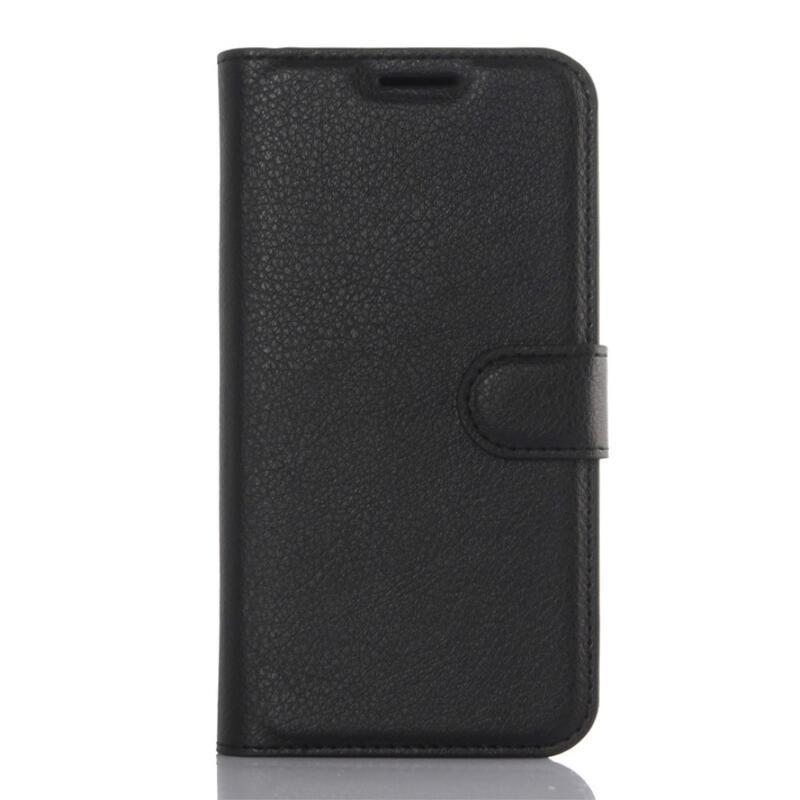 Litchi PU kožené peněženkové pouzdro na mobil Samsung Galaxy S7 Edge - černé