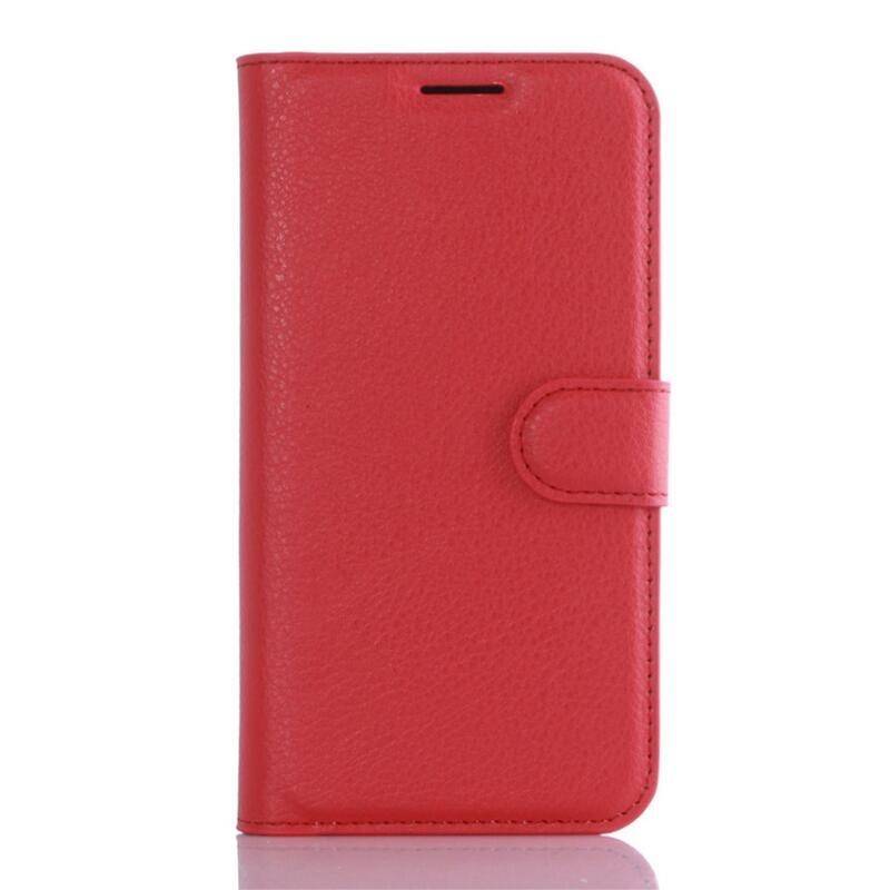 Litchi PU kožené peněženkové pouzdro na mobil Samsung Galaxy S7 Edge - červené