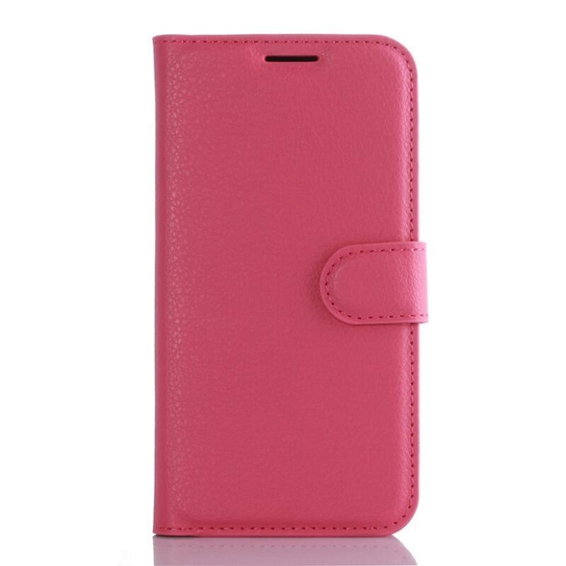 Litchi PU kožené peněženkové pouzdro na mobil Samsung Galaxy S7 Edge - rose