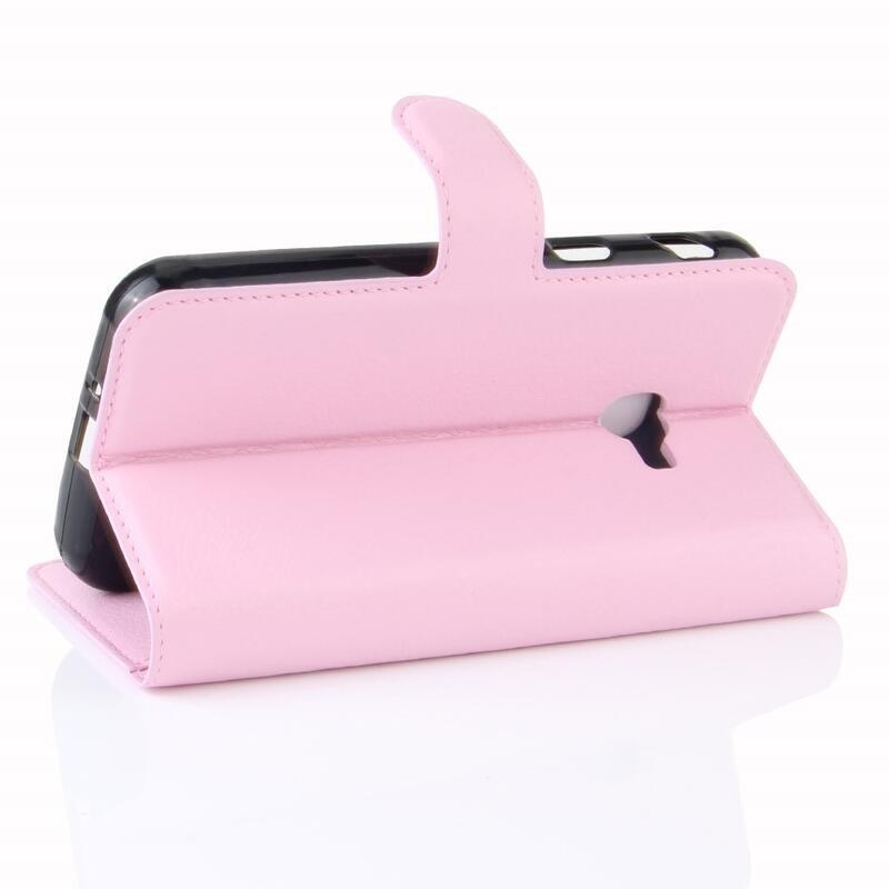 Litchi PU kožené peněženkové pouzdro na mobil Samsung Galaxy Xcover 4/4S - růžové