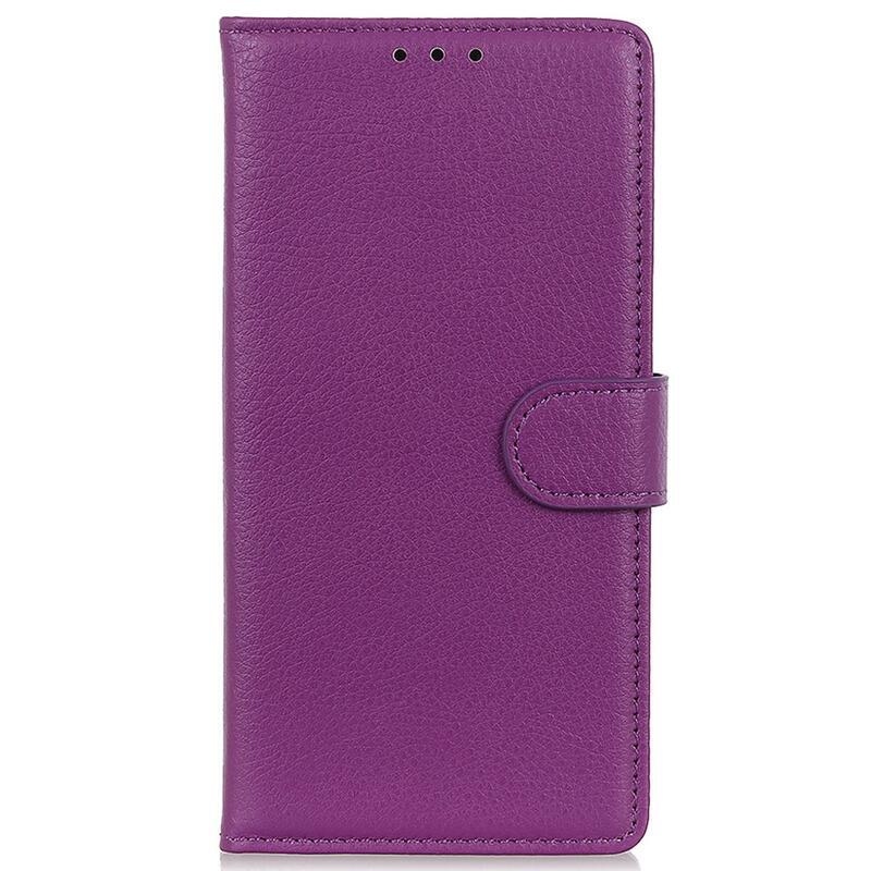 Litchi PU kožené peněženkové pouzdro na mobil Vivo V23 5G - fialové