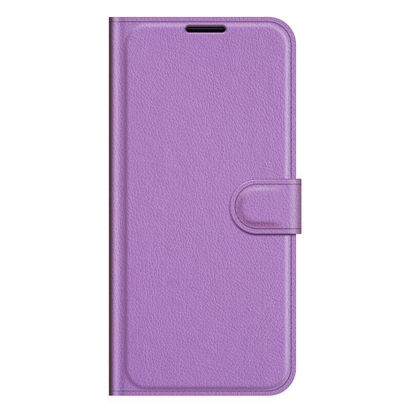 Litchi PU kožené peněženkové pouzdro na mobil Vivo Y21/Y21s/Y33s - fialové
