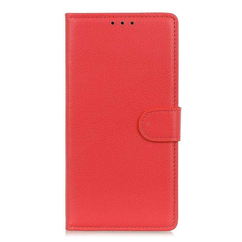 Litchi PU kožené peněženkové pouzdro na mobil Xiaomi 12 Pro - červené