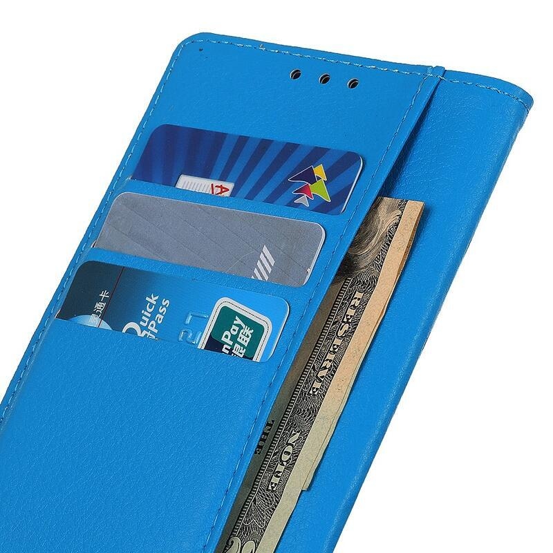 Litchi PU kožené peněženkové pouzdro na mobil Xiaomi 12 Pro - modré