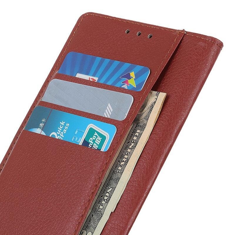Litchi PU kožené peněženkové pouzdro na mobil Xiaomi 12T/12T Pro - hnědé