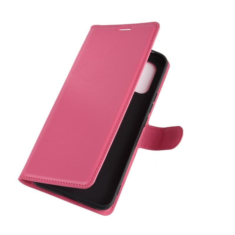 Litchi PU kožené peněženkové pouzdro na mobil Xiaomi Mi 10 Lite - rose